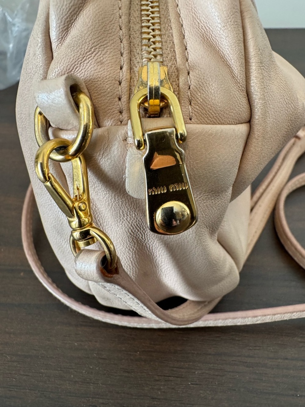 MIU MIU Leather Pleated Crossbody Purse | Gold Hardware | As Is - Picture 12 of 16
